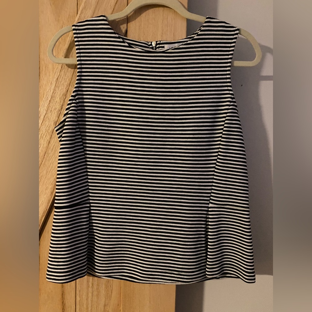 Liz Claiborne, black and white stripe peplum. Size medium.